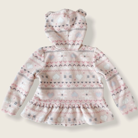 Children’s Place 12-18M Fleece Full-Zip Nordic Print Peplum Hem Hoody - Picture 2 of 6
